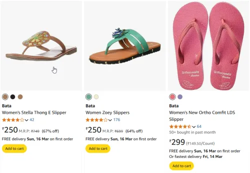 Image of Bata Women's Stella Slipper Starting Price@ ₹250
