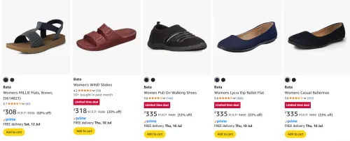 Image of Bata women's ballet flats starting @ ₹308