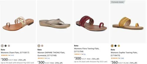 Image of Bata Womens Cham Flats Starting at ₹300