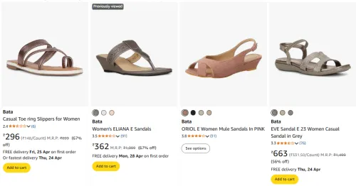 Image of Bata Women's Footwear at Minimum 60% Off