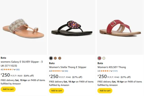 Image of Bata Women's Slippers at minimum 64% Off