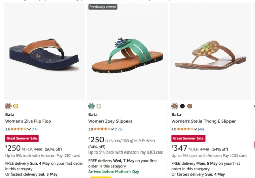 Image of Bata Women's Slippers Starting at just ₹250