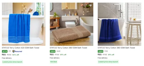 Image of Bath Towels starting @₹65