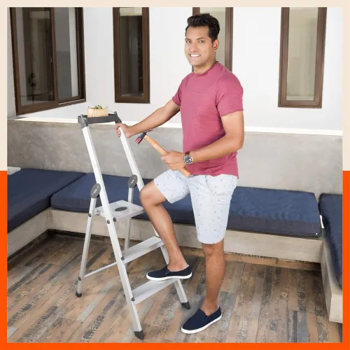 Image of Bathla Elevate 3-Step Foldable Aluminium Ladder