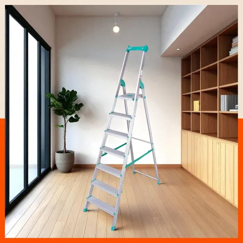 Image of Bathla Elevate 7-Step Foldable Aluminium Ladder 