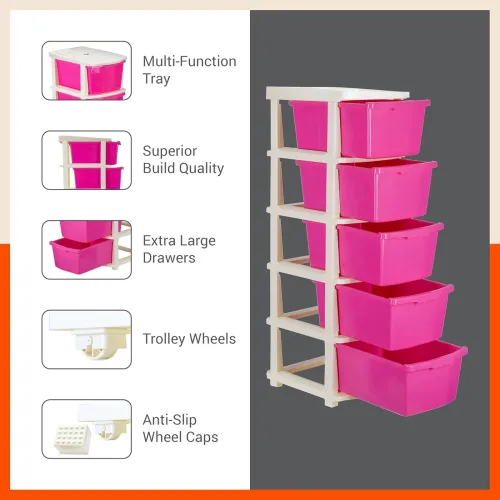Image of Bathla STOMO 5 XL Drawers Multi-purpose Modular Storage for Home, Kitchen & Office |