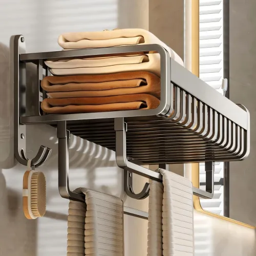 Image of Bathroom Accessories Set - 24 Inch MIORAH Towel Rod Towel Rack