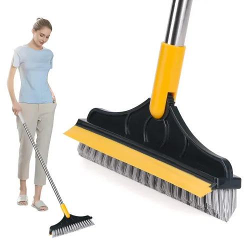 Image of Bathroom Cleaning Brush with Wiper and Long Handle