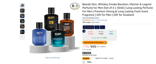 Image of Beardo Don, Whiskey Smoke Perfume (Set of 4 x 50ml)