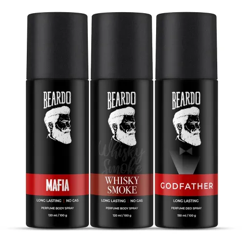 Image of Beardo Godfather, Whisky Smoke & Mafia Perfume Body Spray (Set of 3)