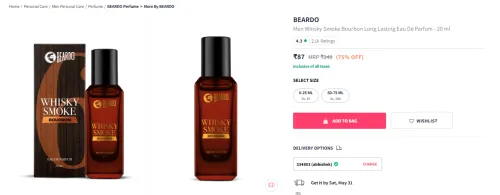Image of BEARDO Men Whisky Smoke Eau De Parfum - 20 ml