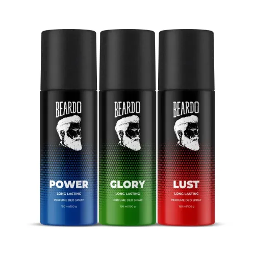 Image of Beardo Power, Lust & Glory Perfume Body Spray (Set of 3) Get compliments with Long lasting Fougere