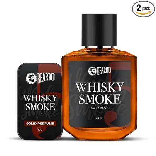 Image of Beardo Whisky Smoke Solid Perfume 10g, & Whiskey Smoke Perfume 50ml (Set of 2) 