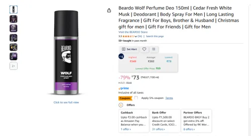 Image of Beardo Wolf Perfume Deo 150ml