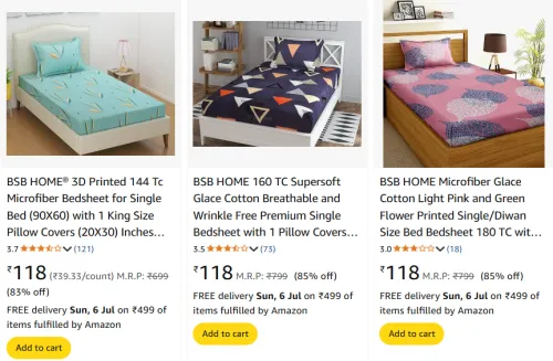 Image of Bedsheets @ ₹118 