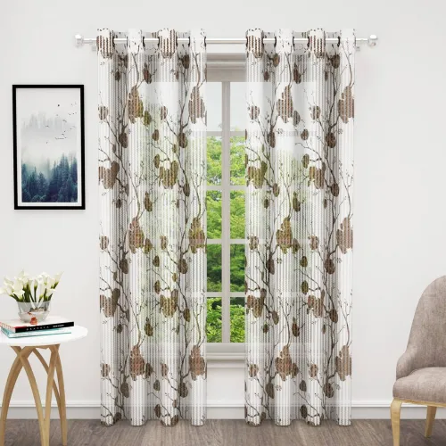 Image of Bedspun 215 cm Polyester Semi Transparent Door Curtain Pack of 2