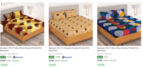 Image of Bedspun Bedsheet at minimum 70% Discount