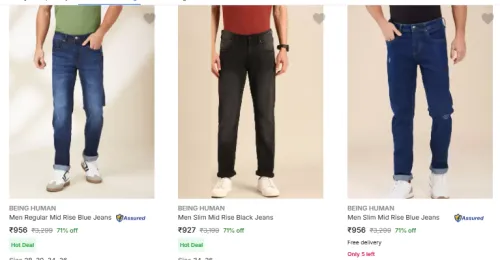Image of BEING HUMAN Brand Men's Jeans @ Minimum 70% Discount