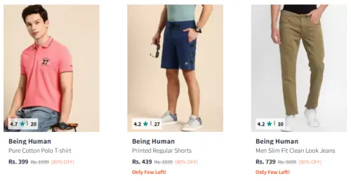 Image of Being Human Brand Men's Clothing @ Flat 80% Discount