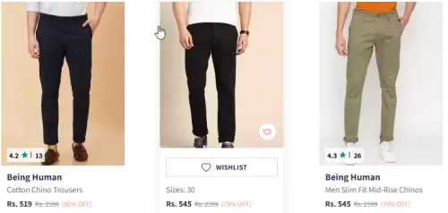 Image of Being Human Men Cotton Chino Trousers Starting Price At @ ₹519
