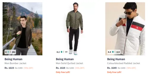 Image of Being Human Men Fashion Jacket Flat 70% Discount