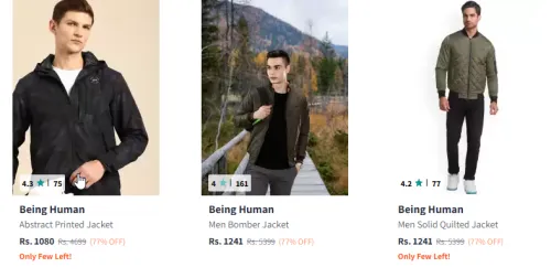 Image of Being Human Men Fashion Jacket Minimum 70% Discount