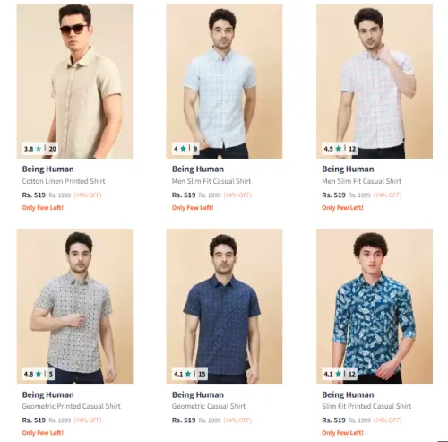Image of Being Human Men Fashion Shirt Starting @ ₹436