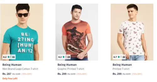 Image of Being Human Men t-Shirt Flat 70% Discount
