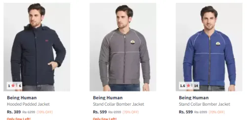 Image of Being Human Men's Jacket @ Start ₹389