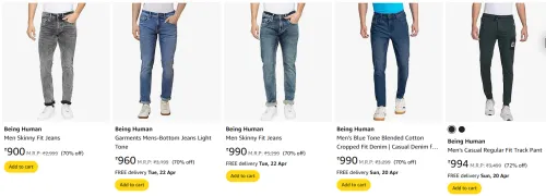 Image of Being Human Men's Jeans at minimum 70% Off