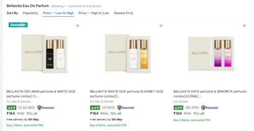 Image of Bellavita Eau De Parfum Combos at ₹184