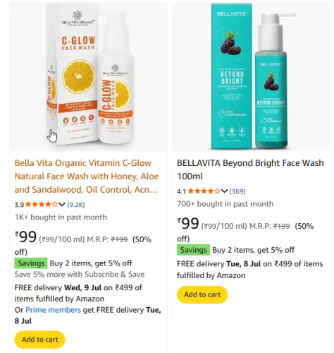 Image of Bellavita Facewash Flat 50% Discount
