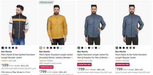 Image of Ben Martin Men's Standard Length Bomber Jacket at 71%-85% Discount