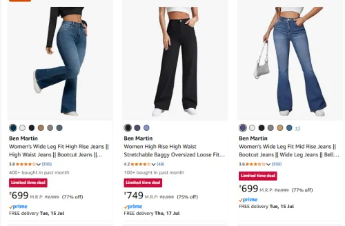 Image of Ben Martin Women Fashion Jeans Minimum 75% Discount