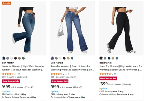 Image of Ben Martin Women's Jeans at Minimum 75% Discount