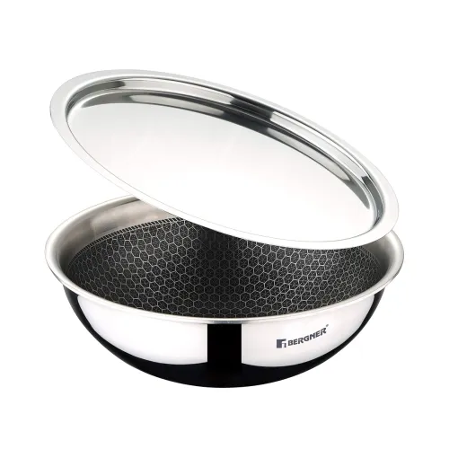 Image of BERGNER Hitech Triply Stainless Steel Scratch Resistant Non Stick Tasra/Tasla