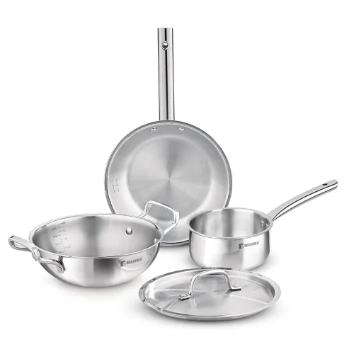Image of Bergner Tripro Triply Stainless Steel Cookware Set 4 Pc
