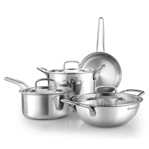 Image of BERGNER Tripro Triply Stainless Steel 7 Pcs Cookware Set 