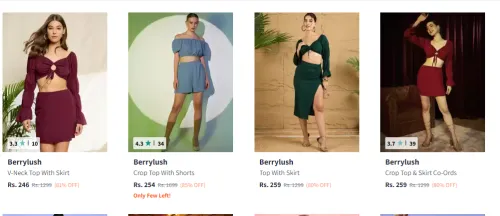 Image of Berrylush Women's Top With Skirt Starting At ₹246