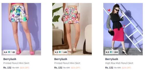 Image of Berrylush Women's Skirt at Minimum 80% Discount