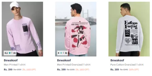 Image of Bewakoof Men's T-shirt @ Flat 80% Discount