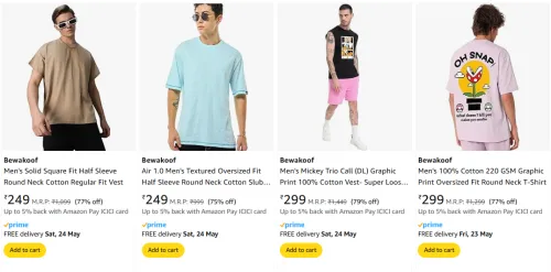 Image of Bewakoof Men's T-shirts at minimum 75% Discount