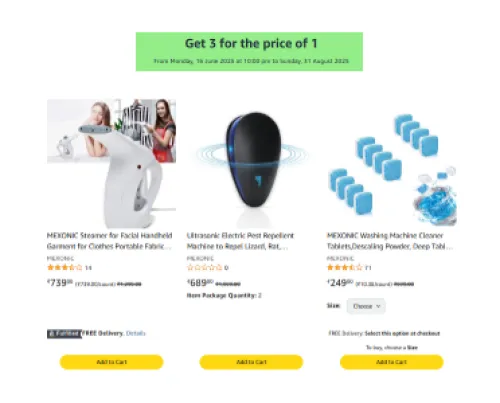 Image of Big Deal : Add Any 3 Select Item in Cart & pay For only 1 
