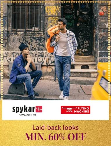 Image of Big Fashion Festival live now get Min. 60% off+ Extra 10% Off with Coupon and Bank Offers on FLY0ING MACHINE and SPYKA