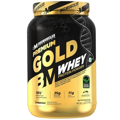 Image of Bigmuscles Nutrition Premium Gold Whey [1Kg] | Informed Choice UK Certified | 