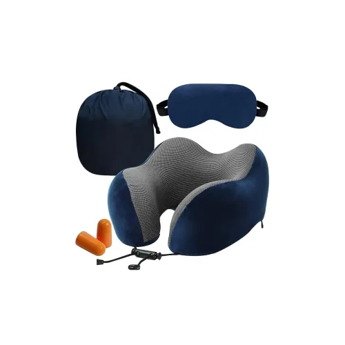Image of BigPlayer Travel Neck Pillow with Eye Mask and Carry Bag