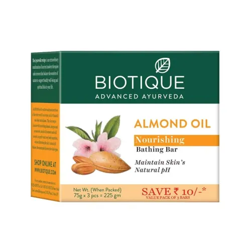 Image of Biotique Almond Oil Nourishing Bathing Bar, 3×75 g