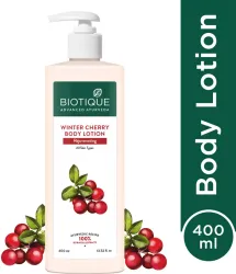 BIOTIQUE Winter Cherry Rejuvenating Body Lotion | 24H Deep Moisture | All Skin Types (400 ml)