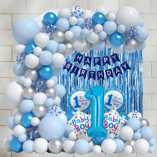 Image of ANILOONS Cute 1st Birthday Boy Celebration Decoration Items Kit (Set of 58)
