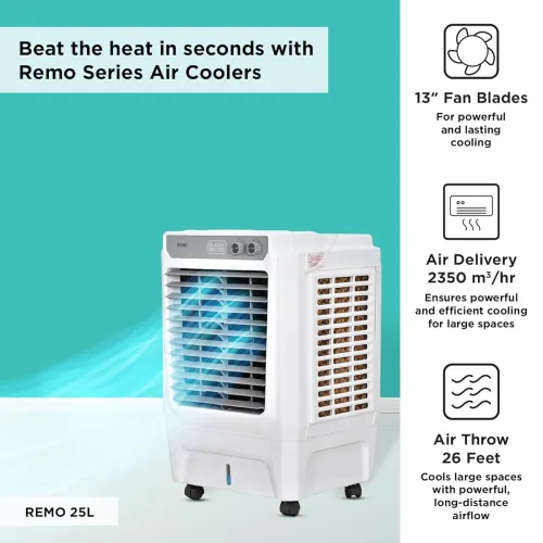 Image of Black+Decker Remo25L Air Cooler – 26 ft Air Throw, 25L Capacity